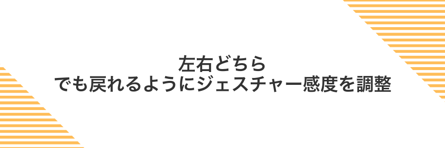 左右どちらでも戻れるようにジェスチャー感度を調整