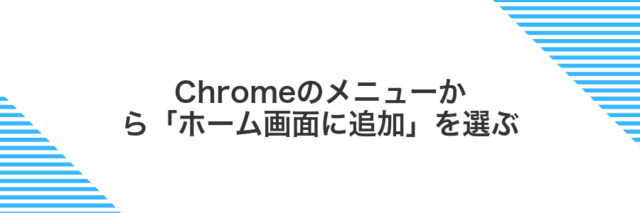 Chromeのメニューから「ホーム画面に追加」を選ぶ