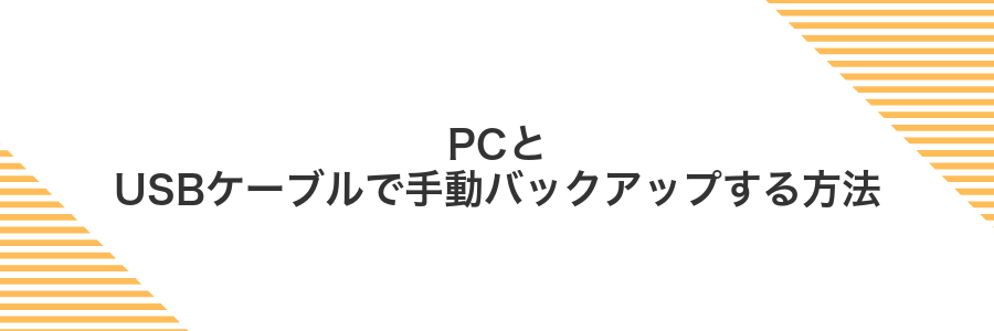 PCとUSBケーブルで手動バックアップする方法