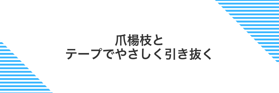 爪楊枝とテープでやさしく引き抜く