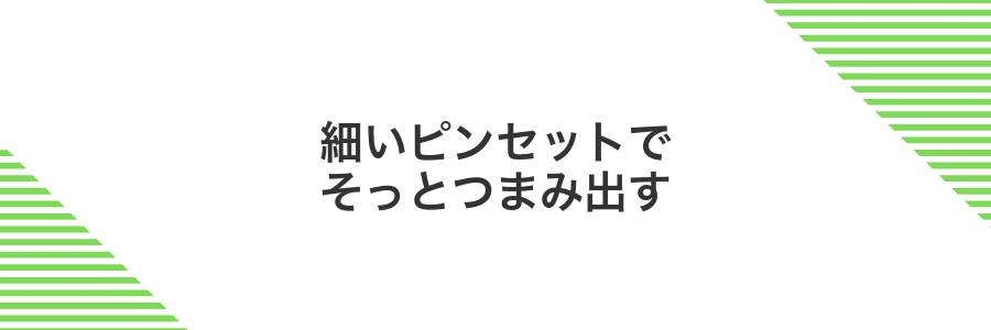 細いピンセットでそっとつまみ出す