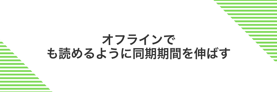 オフラインでも読めるように同期期間を伸ばす