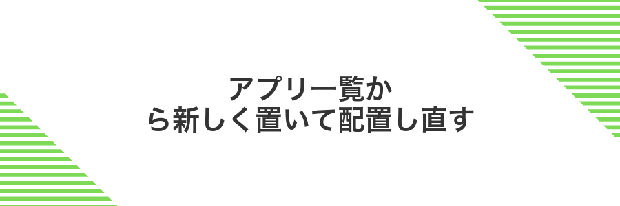 アプリ一覧から新しく置いて配置し直す