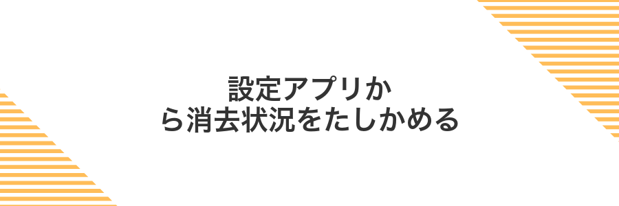 設定アプリから消去状況をたしかめる