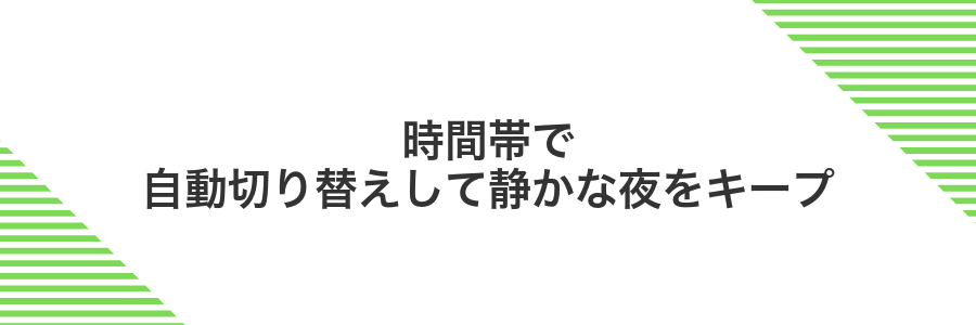 時間帯で自動切り替えして静かな夜をキープ