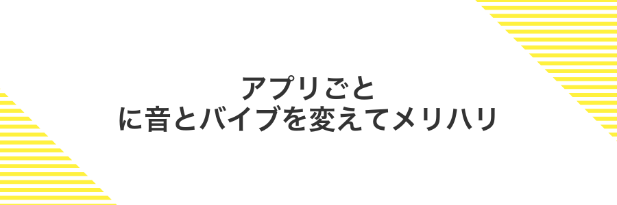 アプリごとに音とバイブを変えてメリハリ
