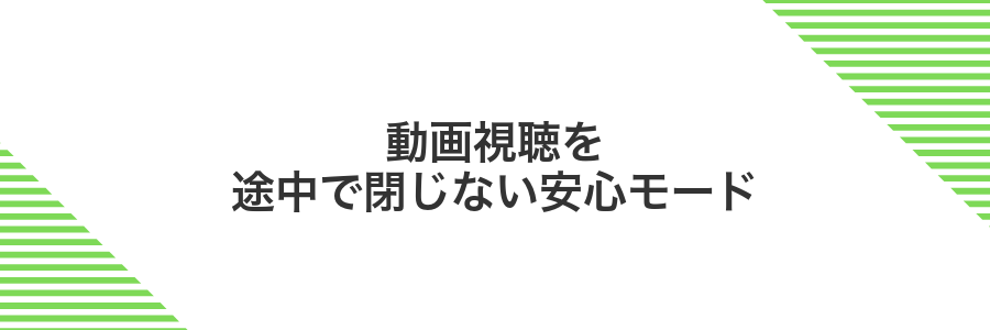 動画視聴を途中で閉じない安心モード