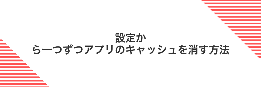 設定から一つずつアプリのキャッシュを消す方法