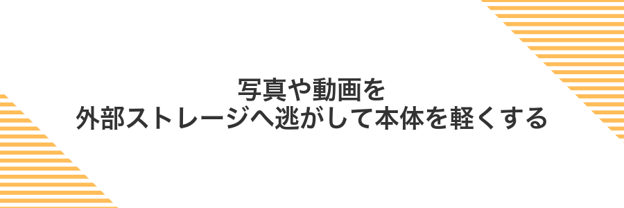 写真や動画を外部ストレージへ逃がして本体を軽くする