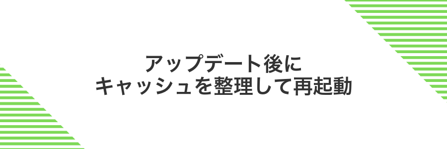 アップデート後にキャッシュを整理して再起動