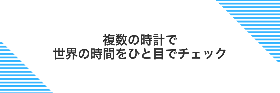 複数の時計で世界の時間をひと目でチェック
