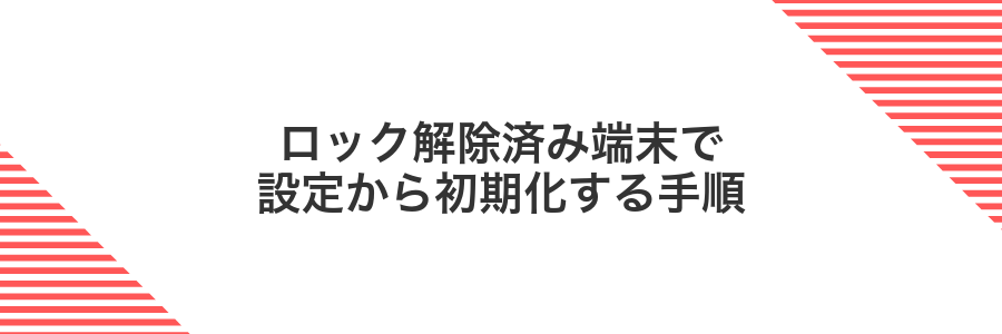 ロック解除済み端末で設定から初期化する手順