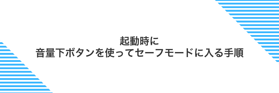 起動時に音量下ボタンを使ってセーフモードに入る手順