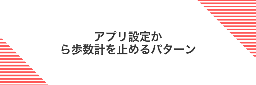 アプリ設定から歩数計を止めるパターン
