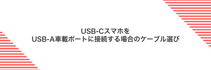 USB-CスマホをUSB-A車載ポートに接続する場合のケーブル選び