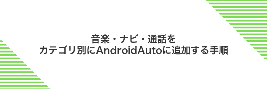 音楽・ナビ・通話をカテゴリ別にAndroidAutoに追加する手順