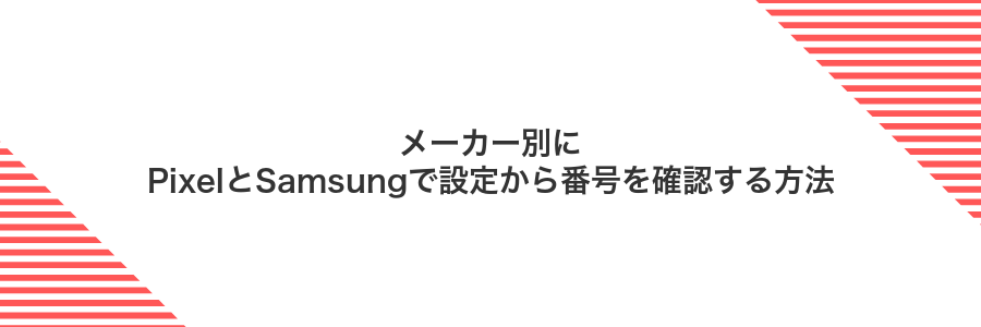 メーカー別にPixelとSamsungで設定から番号を確認する方法