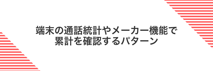 端末の通話統計やメーカー機能で累計を確認するパターン