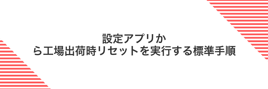 設定アプリから工場出荷時リセットを実行する標準手順