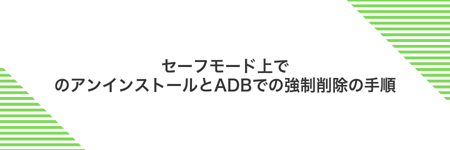 セーフモード上でのアンインストールとADBでの強制削除の手順