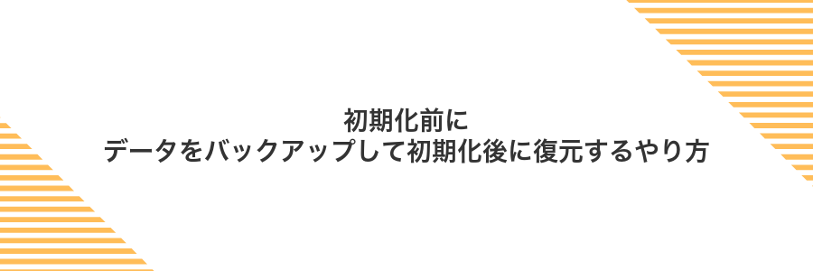 初期化前にデータをバックアップして初期化後に復元するやり方