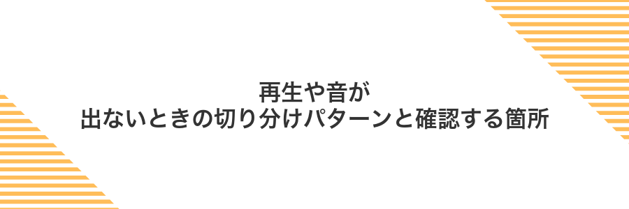 再生や音が出ないときの切り分けパターンと確認する箇所