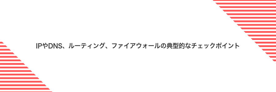 IPやDNS、ルーティング、ファイアウォールの典型的なチェックポイント