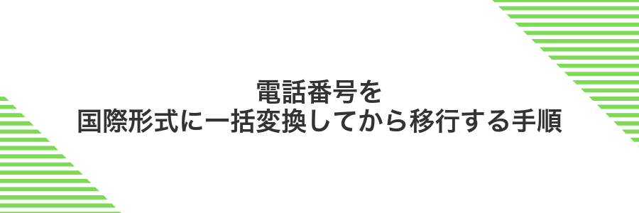電話番号を国際形式に一括変換してから移行する手順