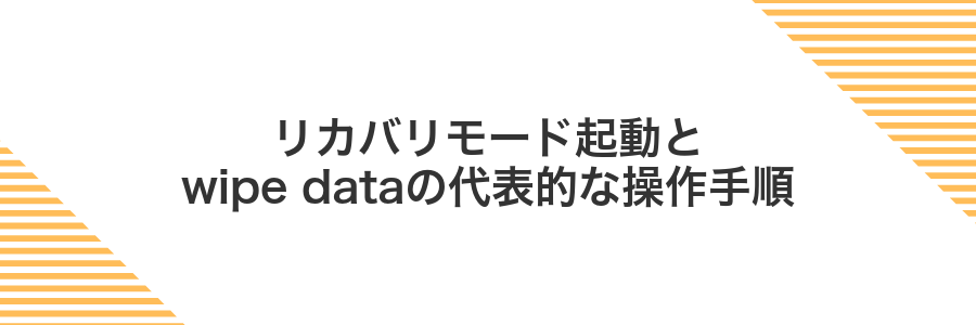 リカバリモード起動とwipe dataの代表的な操作手順