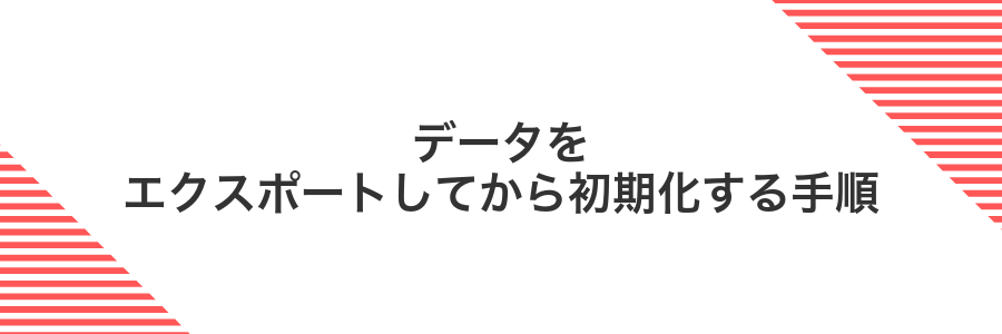 データをエクスポートしてから初期化する手順