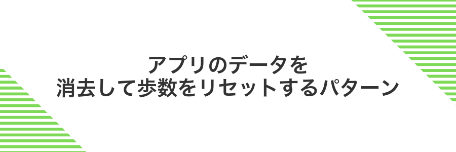 アプリのデータを消去して歩数をリセットするパターン