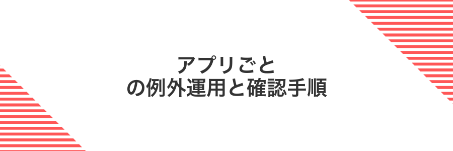 アプリごとの例外運用と確認手順